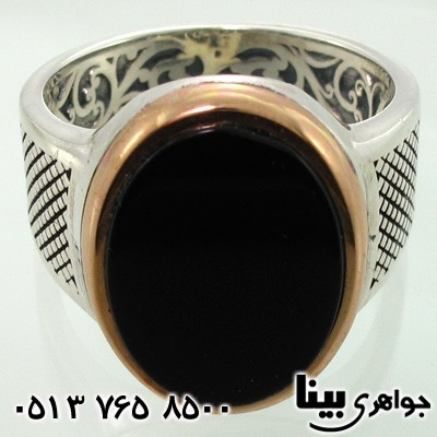 انگشتر عقیق سیاه (اونیکس) مردانه با رکاب سفارشی