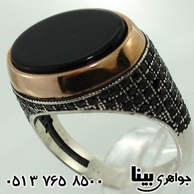 انگشتر عقیق سیاه (اونیکس) مردانه طرح میکرو