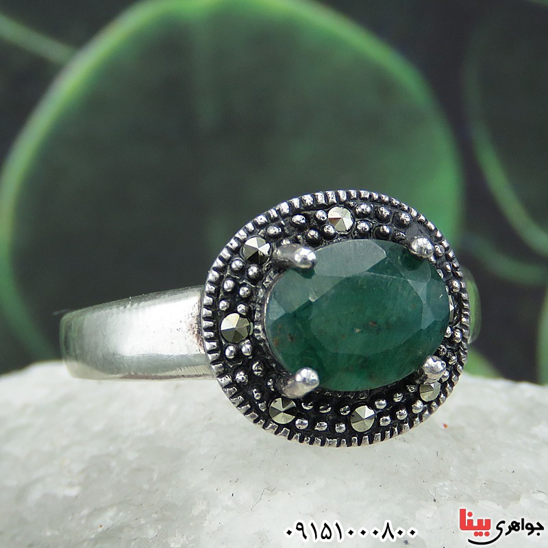 انگشتر زمرد مارکازیتی زنانه زیبا _کد:27959