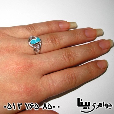 انگشتر فیروزه نیشابوری زنانه طرح نفس