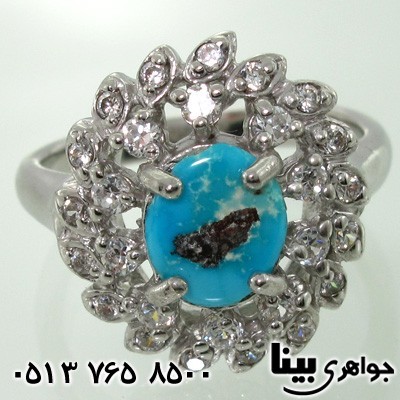 انگشتر فیروزه زنانه نیشابوری طرح طاووس