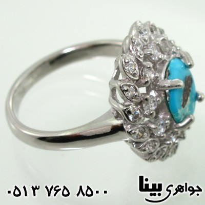انگشتر فیروزه زنانه نیشابوری طرح طاووس