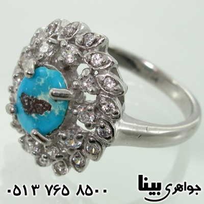 انگشتر فیروزه زنانه نیشابوری طرح طاووس