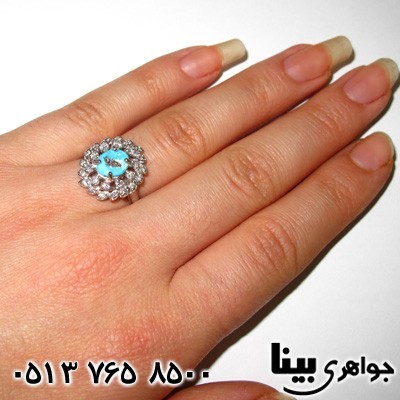 انگشتر فیروزه زنانه نیشابوری طرح طاووس