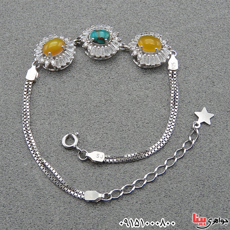 دستبند چند جواهر رودیوم خاص و زیبا زنانه 