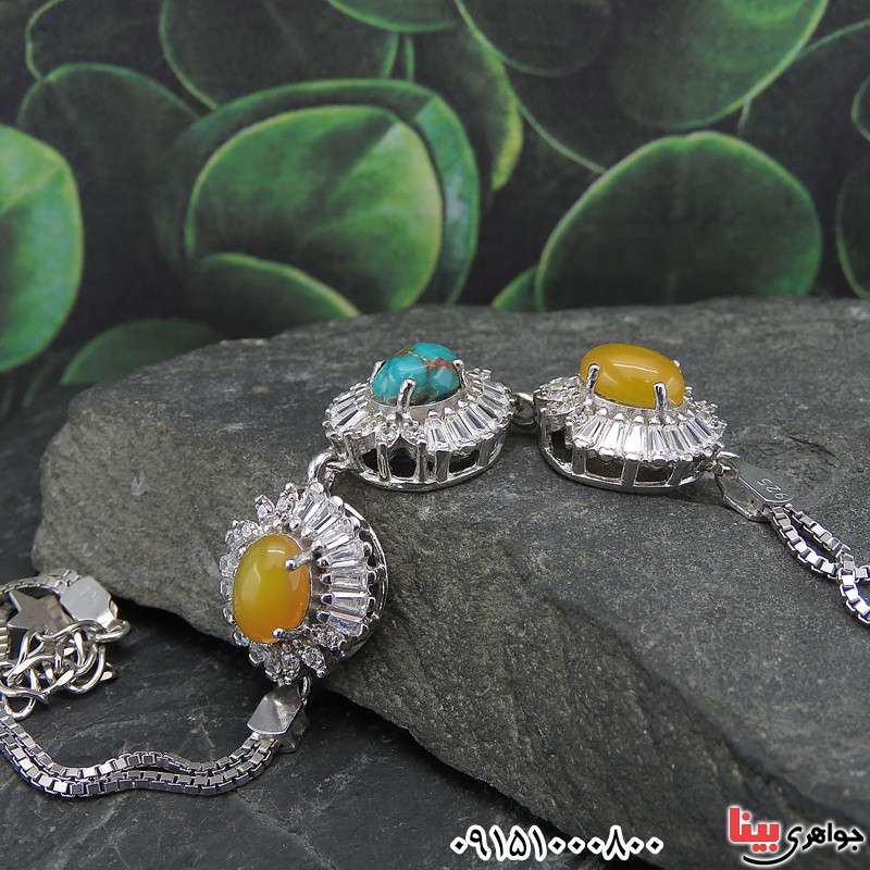 دستبند چند جواهر رودیوم خاص و زیبا زنانه _کد:28075