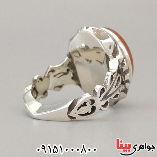 انگشتر عقیق یمنی سرخ خطی با حکاکی صلوات فاخر _کد:28120