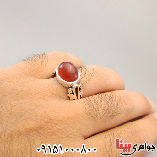 انگشتر عقیق یمنی سرخ دست ساز فاخر خوشرنگ مردانه _کد:28121