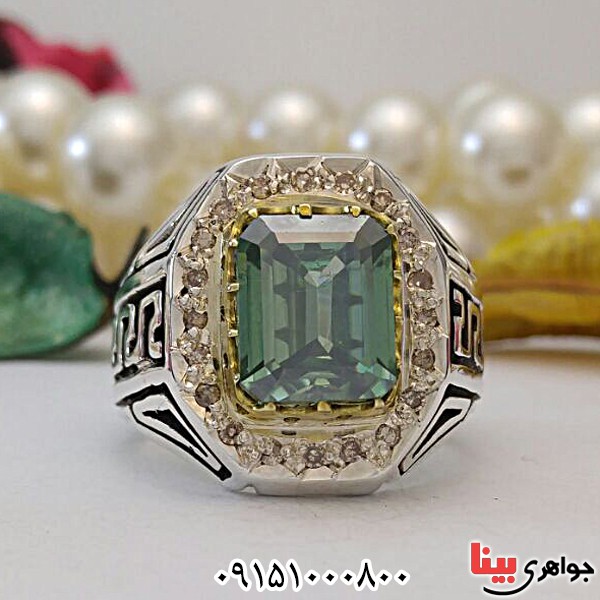انگشتر الماس روسی (موزانایت) دست ساز دور برلیان فاخر _کد:28139