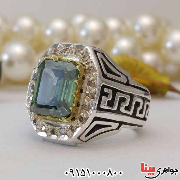 انگشتر الماس روسی (موزانایت) دست ساز دور برلیان فاخر _کد:28139