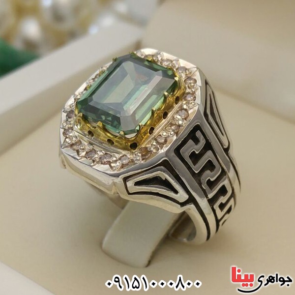 انگشتر الماس روسی (موزانایت) دست ساز دور برلیان فاخر _کد:28139
