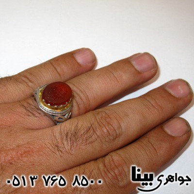 انگشتر عقیق یمنی مردانه با حکاکی صلوات