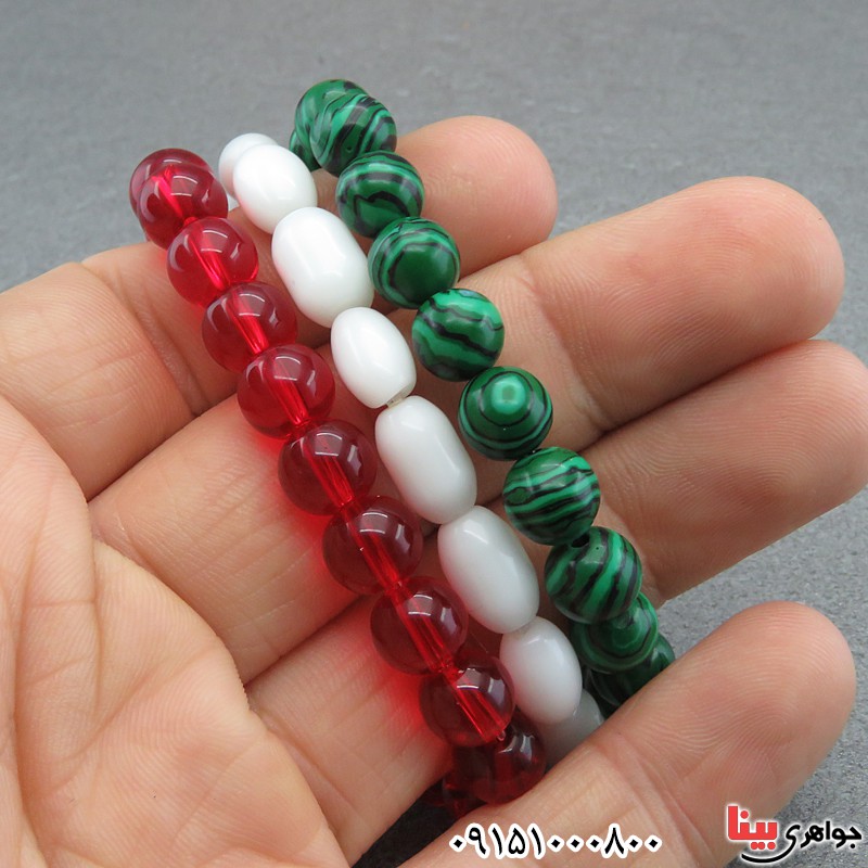 دستبند چند جواهر خاص سنگ درمانی مدل پرچم ایران _کد:28291