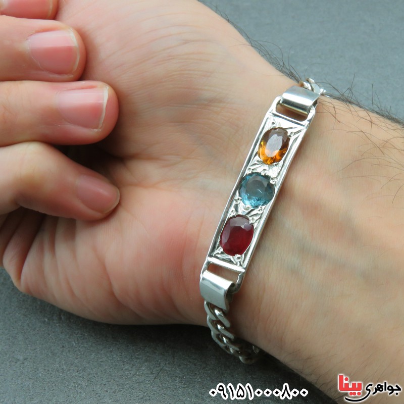 دستبند چند جواهر دست ساز زنجیری فاخر و زیبا _کد:28303