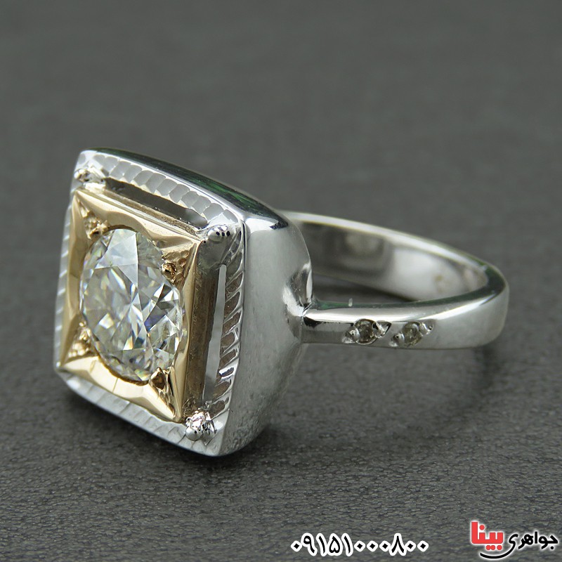 انگشتر الماس روسی ( موزانایت ) رودیوم فاخر زنانه 