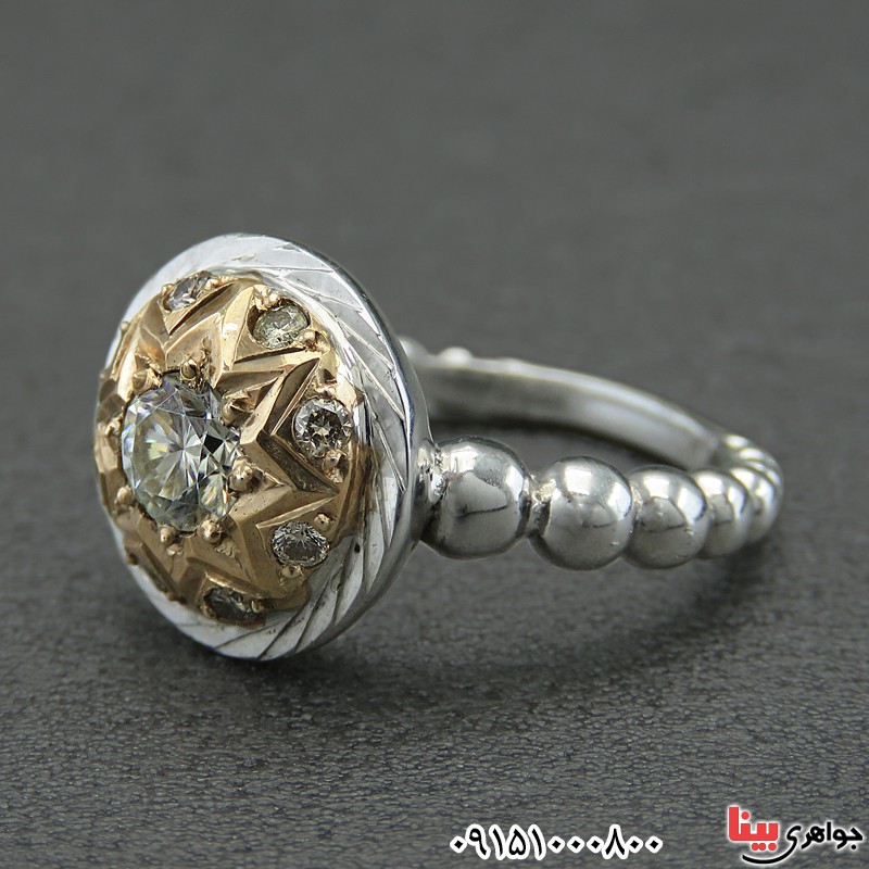 انگشتر الماس روسی ( موزانایت ) دور الماس فاخر _کد:28309