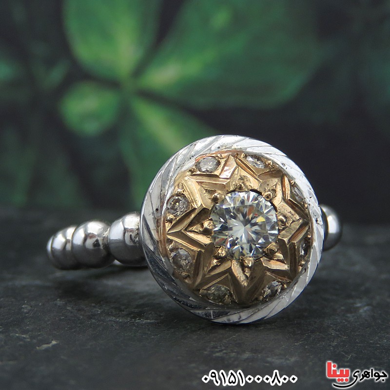 انگشتر الماس روسی ( موزانایت ) دور الماس فاخر _کد:28309