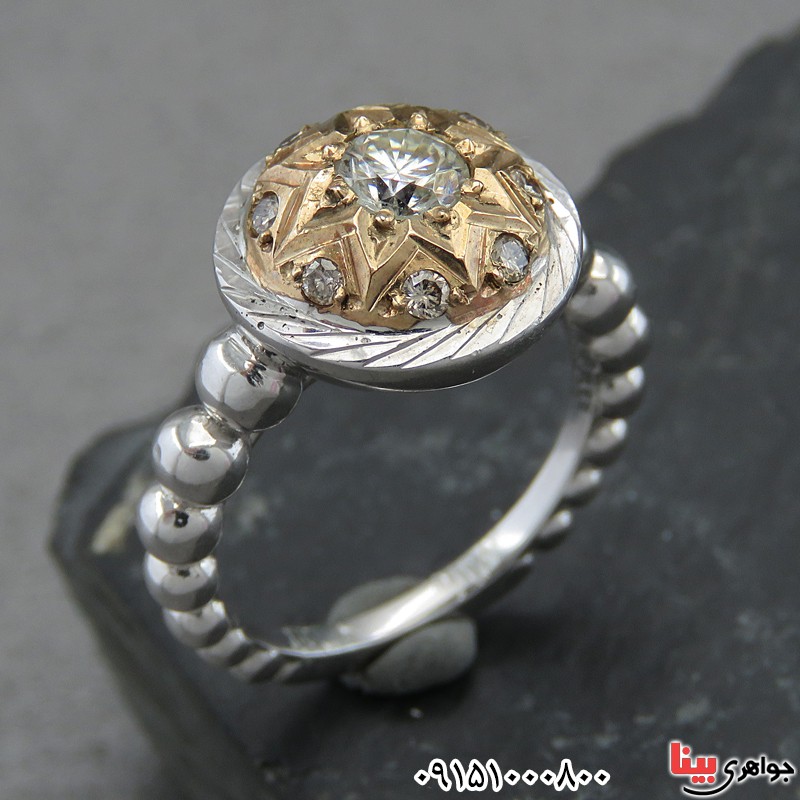 انگشتر الماس روسی ( موزانایت ) دور الماس فاخر _کد:28309