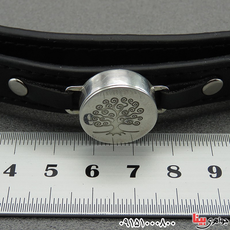 دستبند نقره سفارشی با بندچرمی و همراه با حرز _کد:28352