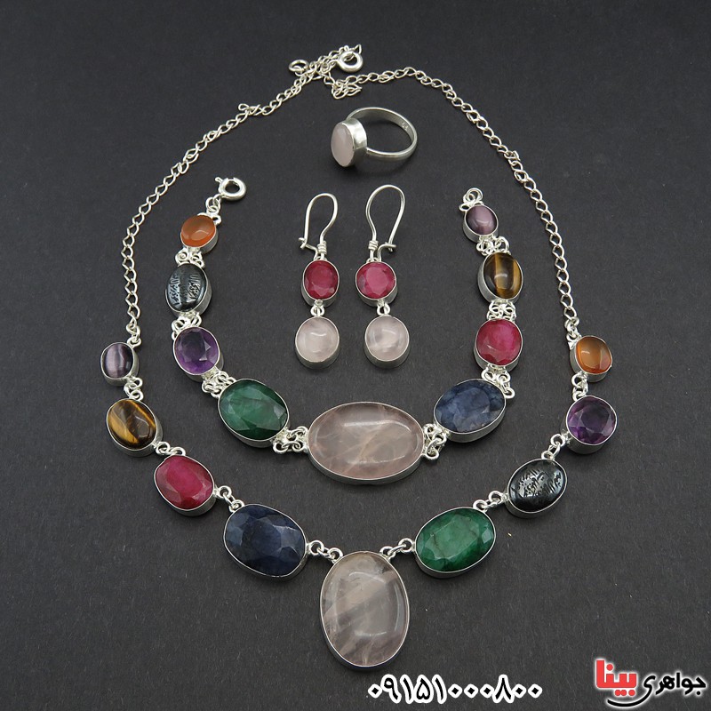 سرویس چند جواهر زنانه خاص و زیبا قابل سفارش با سنگ های دلخواه شما 