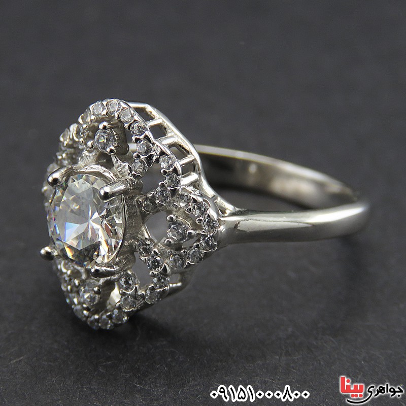 انگشتر الماس روسی (موزانایت)  زنانه خاص رودیوم زیبا 