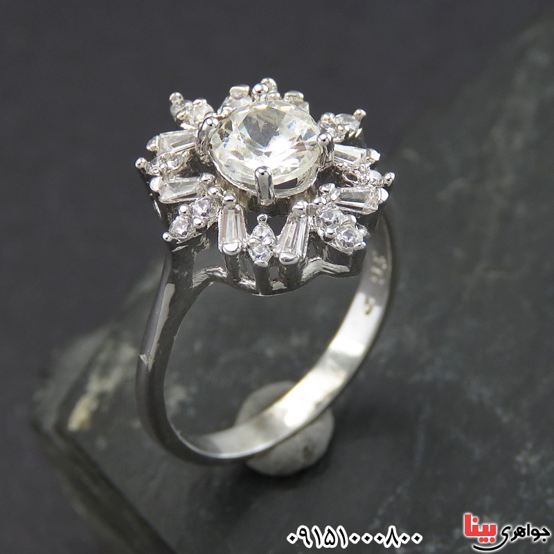انگشتر الماس روسی (موزانایت) رودیوم زنانه خاص زیبا _کد:28445