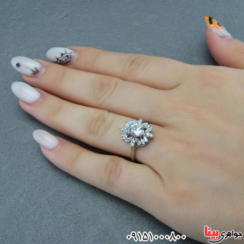 انگشتر الماس روسی (موزانایت) رودیوم زنانه خاص زیبا _کد:28445