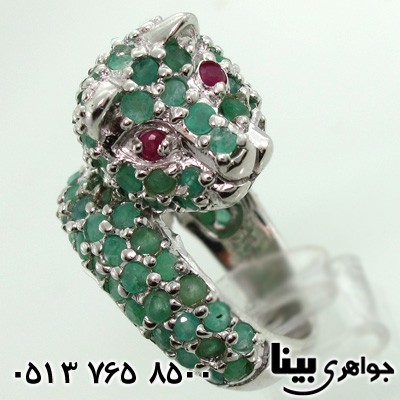 انگشتر زمرد و یاقوت اشرافی زنانه