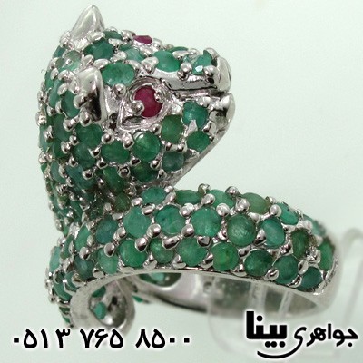 انگشتر زمرد و یاقوت اشرافی زنانه