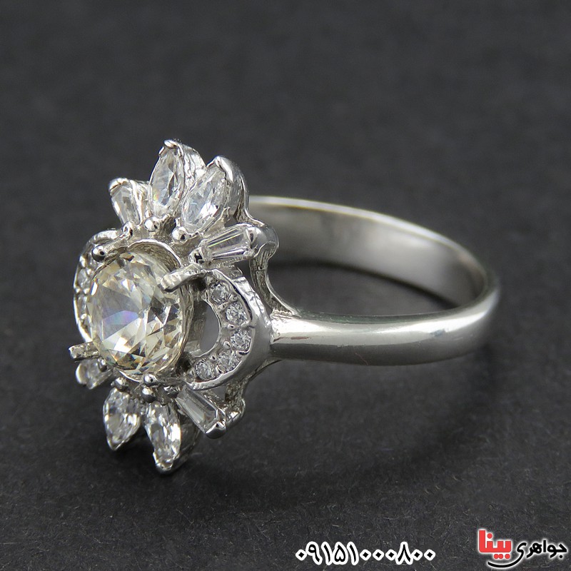 انگشتر الماس روسی (موزانایت) رودیوم زیبا زنانه 
