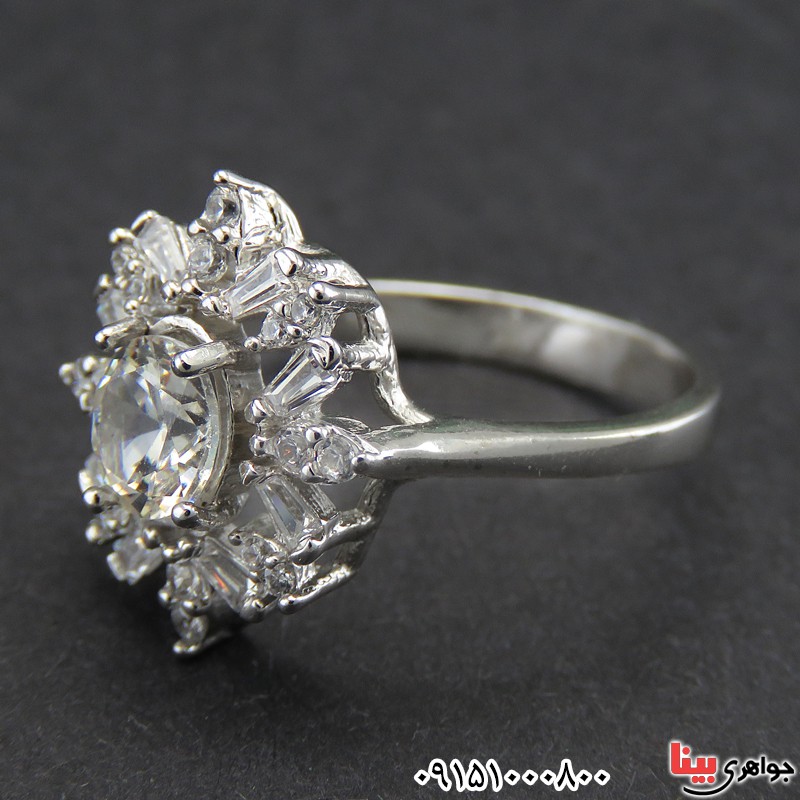 انگشتر الماس روسی (موزانایت) زنانه رودیوم زیبا 