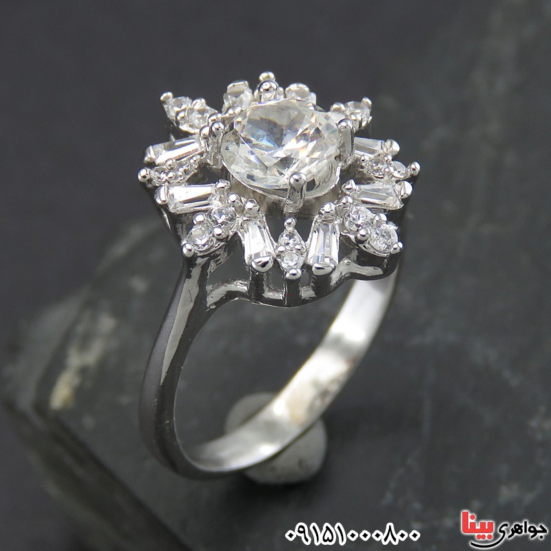 انگشتر الماس روسی (موزانایت) زنانه رودیوم زیبا _کد:28472