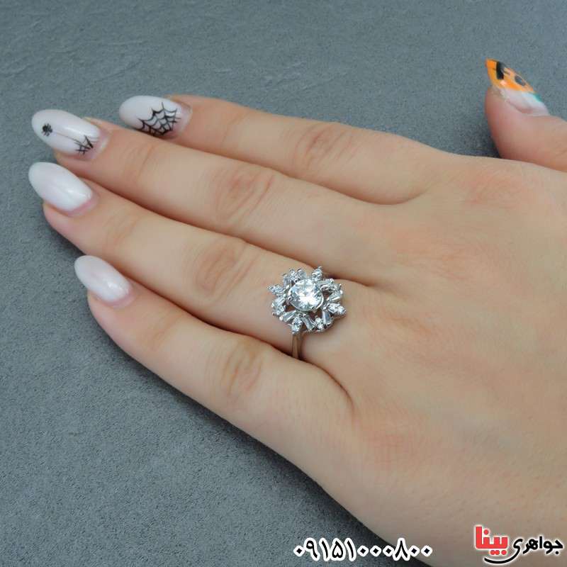 انگشتر الماس روسی (موزانایت) زنانه رودیوم زیبا _کد:28472