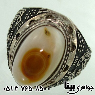 انگشتر عقیق باباقوری مردانه طاووس درشت