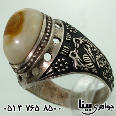 انگشتر عقیق باباقوری مردانه طاووس درشت
