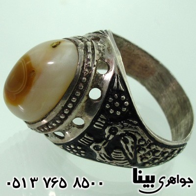 انگشتر عقیق باباقوری مردانه طاووس درشت