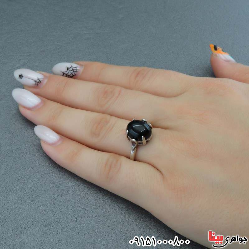 انگشتر عقیق سیاه (اونیکس) خاص زنانه زیبا _کد:28619