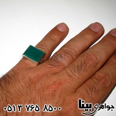 انگشتر عقیق سبز درشت مردانه با حرز امام جواد(ع)