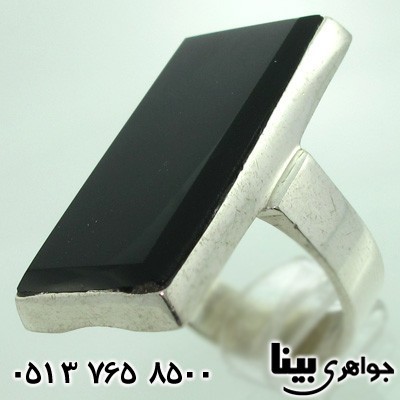 انگشتر عقیق سیاه (اونیکس) مردانه طرح شکیبا درشت با حرز امام جواد