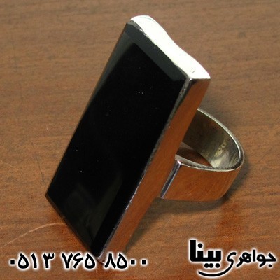 انگشتر عقیق سیاه (اونیکس) مردانه طرح شکیبا درشت با حرز امام جواد