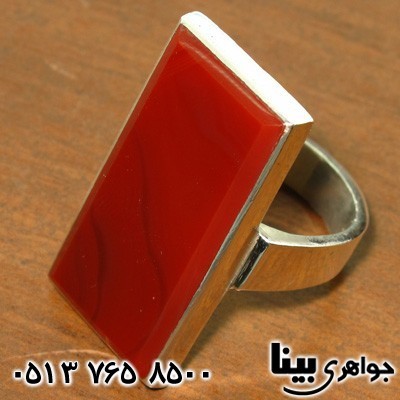 انگشتر عقیق قرمز مردانه درشت طرح شکیبا با حرز امام جواد