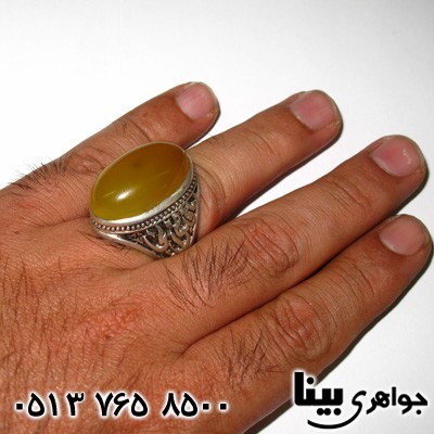 انگشتر عقیق یمنی شرف الشمس مردانه درشت با حکاکی یا قاضی الحاجات