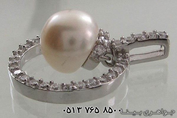 گردنبند مروارید دایره دور جواهری