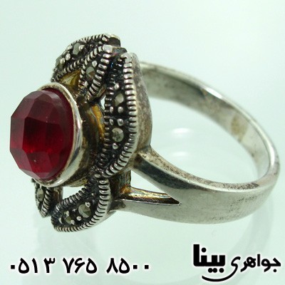 انگشتر یاقوت سرخ صنعتی زنانه با تراش گنبدی خاص