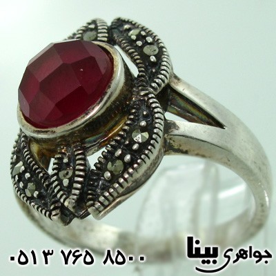 انگشتر یاقوت سرخ صنعتی زنانه با تراش گنبدی خاص