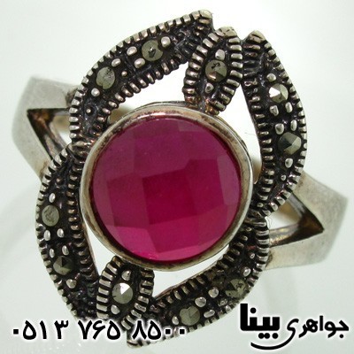 انگشتر یاقوت سرخ صنعتی زنانه با تراش گنبدی خاص