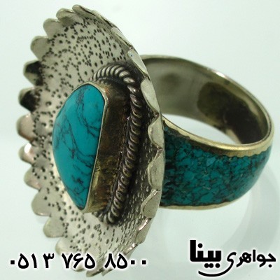 انگشتر طرح فیروزه درشت طرح عتیقه
