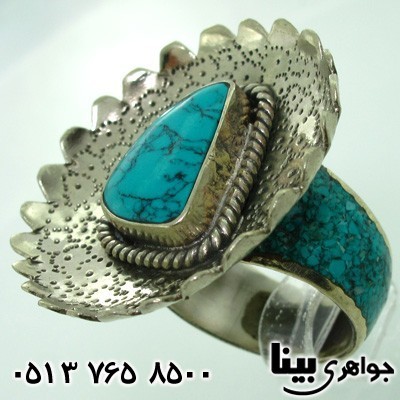 انگشتر طرح فیروزه درشت طرح عتیقه
