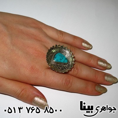 انگشتر طرح فیروزه درشت طرح عتیقه