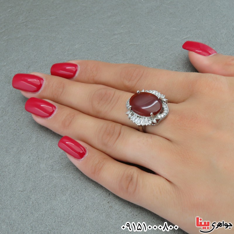 انگشتر عقیق قرمز زنانه خوشرنگ زیبا و خاص _کد:29058